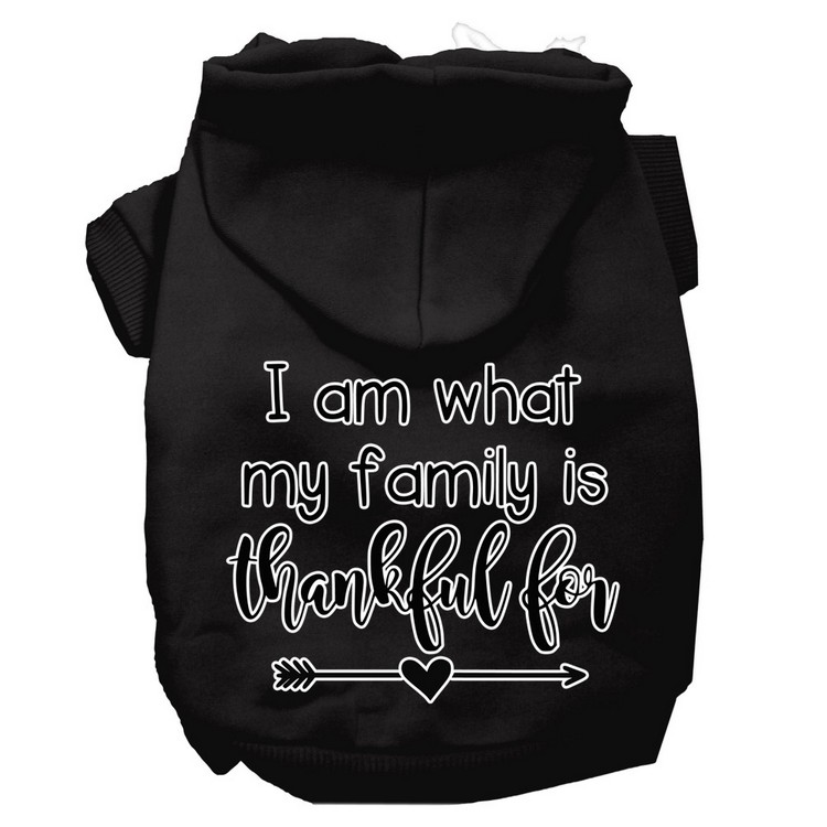 I Am What My Family is Thankful For Screen Print Dog Hoodie Black S